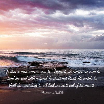 Picture 03 - Numbers 30:2 WEB - When a man vows a vow to Yahweh, or swears an - Bible Verse Picture