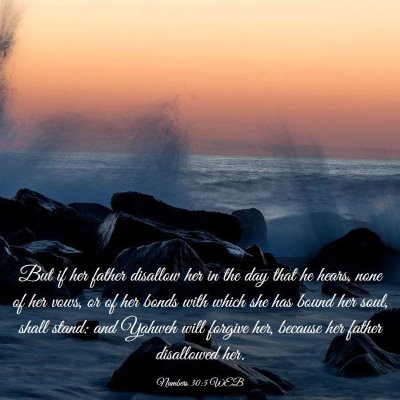 Picture 03 - Numbers 30:5 WEB - But if her father disallow her in the day that he - Bible Verse Picture