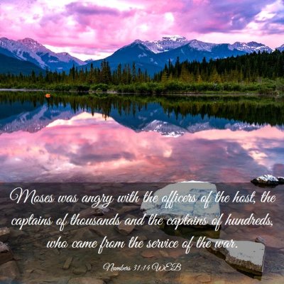 Picture 03 - Numbers 31:14 WEB - Moses was angry with the officers of the host, - Bible Verse Picture