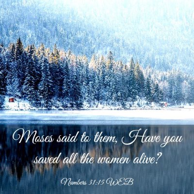Picture 03 - Numbers 31:15 WEB - Moses said to them, Have you saved all the women - Bible Verse Picture