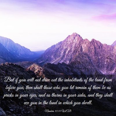 Picture 03 - Numbers 33:55 WEB - But if you will not drive out the inhabitants of - Bible Verse Picture