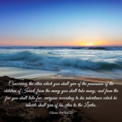 Picture 03 - Numbers 35:8 WEB - Concerning the cities which you shall give of the - Bible Verse Picture