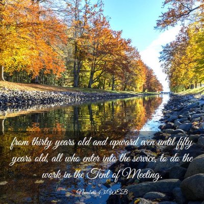 Picture 03 - Numbers 4:3 WEB - from thirty years old and upward even until fifty - Bible Verse Picture