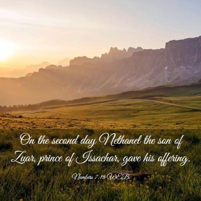Picture 03 - Numbers 7:18 WEB - On the second day Nethanel the son of Zuar, - Bible Verse Picture