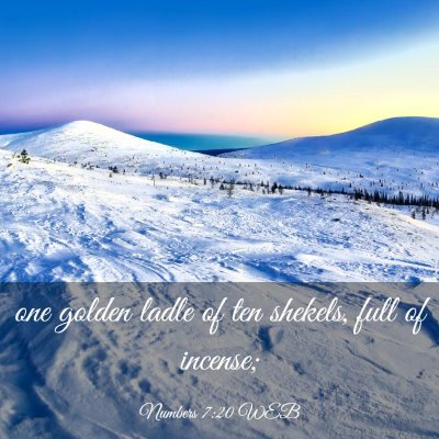 Picture 03 - Numbers 7:20 WEB - one golden ladle of ten shekels, full of - Bible Verse Picture