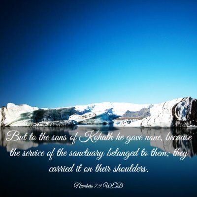 Picture 03 - Numbers 7:9 WEB - But to the sons of Kohath he gave none, because - Bible Verse Picture