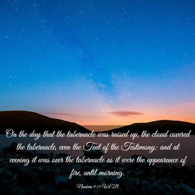Picture 03 - Numbers 9:15 WEB - On the day that the tabernacle was raised up, the - Bible Verse Picture
