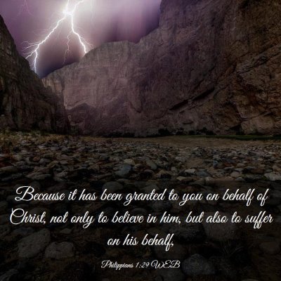 Picture 03 - Philippians 1:29 WEB - Because it has been granted to you on behalf of - Bible Verse Picture
