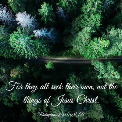 Picture 03 - Philippians 2:21 WEB - For they all seek their own, not the things of - Bible Verse Picture