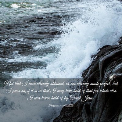 Picture 03 - Philippians 3:12 WEB - Not that I have already obtained, or am already - Bible Verse Picture
