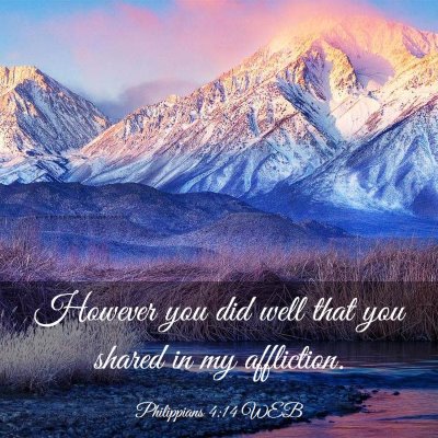 Picture 03 - Philippians 4:14 WEB - However you did well that you shared in my - Bible Verse Picture