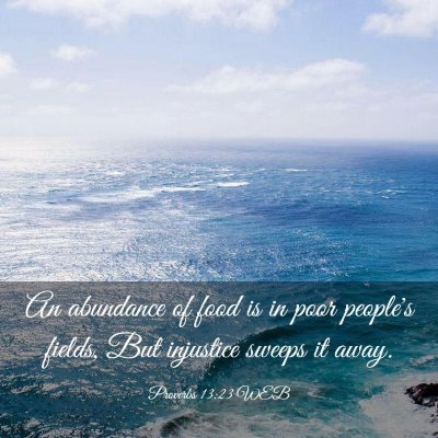 Picture 03 - Proverbs 13:23 WEB - An abundance of food is in poor people's fields, - Bible Verse Picture