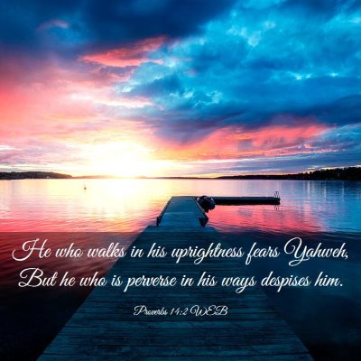 Picture 03 - Proverbs 14:2 WEB - He who walks in his uprightness fears Yahweh, But - Bible Verse Picture