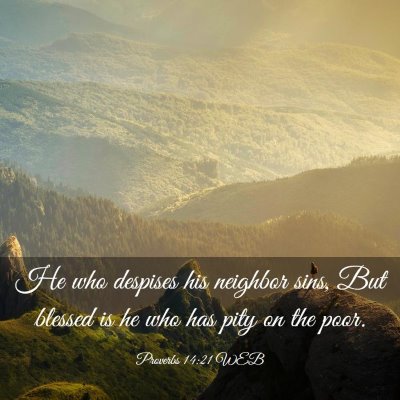 Picture 03 - Proverbs 14:21 WEB - He who despises his neighbor sins, But blessed is - Bible Verse Picture