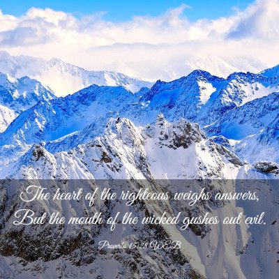 Picture 03 - Proverbs 15:28 WEB - The heart of the righteous weighs answers, But - Bible Verse Picture