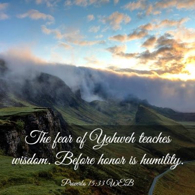 Picture 03 - Proverbs 15:33 WEB - The fear of Yahweh teaches wisdom. Before honor - Bible Verse Picture