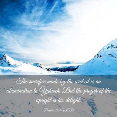 Picture 03 - Proverbs 15:8 WEB - The sacrifice made by the wicked is an - Bible Verse Picture