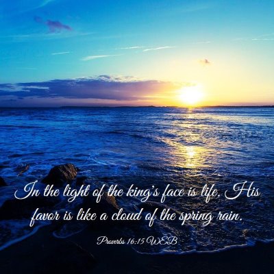 Picture 03 - Proverbs 16:15 WEB - In the light of the king's face is life. His - Bible Verse Picture