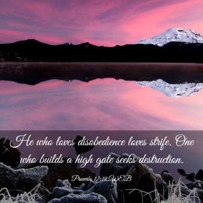 Picture 03 - Proverbs 17:19 WEB - He who loves disobedience loves strife. One who - Bible Verse Picture