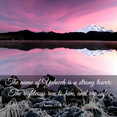 Picture 03 - Proverbs 18:10 WEB - The name of Yahweh is a strong tower: The - Bible Verse Picture