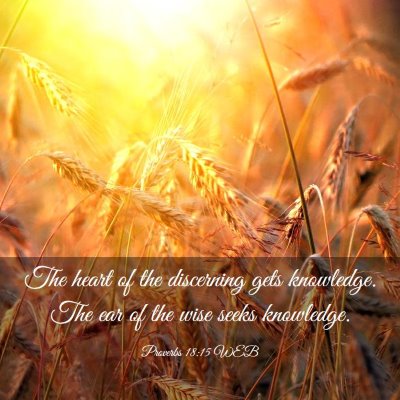 Picture 03 - Proverbs 18:15 WEB - The heart of the discerning gets knowledge. The - Bible Verse Picture
