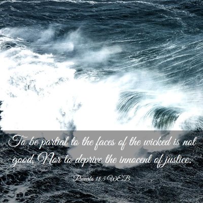 Picture 03 - Proverbs 18:5 WEB - To be partial to the faces of the wicked is not - Bible Verse Picture