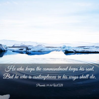 Picture 03 - Proverbs 19:16 WEB - He who keeps the commandment keeps his soul, But - Bible Verse Picture