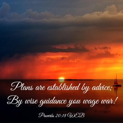 Picture 03 - Proverbs 20:18 WEB - Plans are established by advice; By wise guidance - Bible Verse Picture