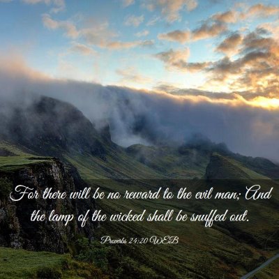 Picture 03 - Proverbs 24:20 WEB - For there will be no reward to the evil man; And - Bible Verse Picture