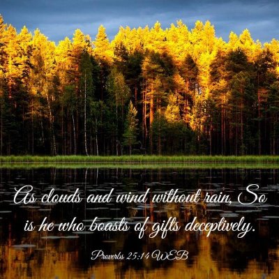 Picture 03 - Proverbs 25:14 WEB - As clouds and wind without rain, So is he who - Bible Verse Picture