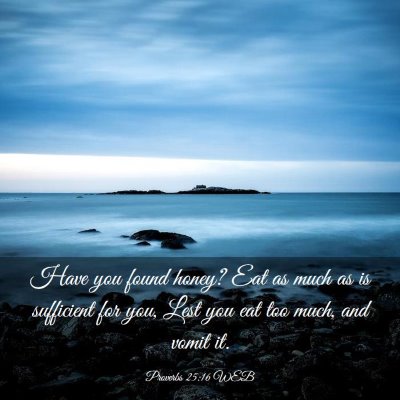 Picture 03 - Proverbs 25:16 WEB - Have you found honey? Eat as much as is - Bible Verse Picture