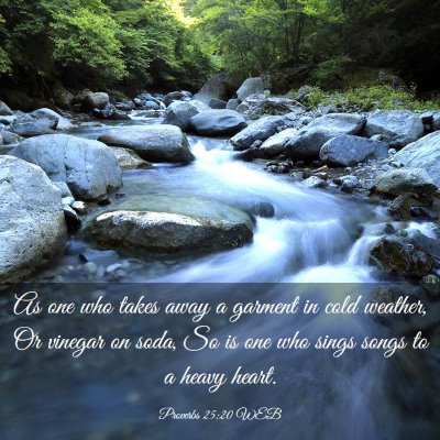 Picture 03 - Proverbs 25:20 WEB - As one who takes away a garment in cold weather, - Bible Verse Picture