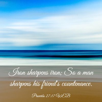 Picture 03 - Proverbs 27:17 WEB - Iron sharpens iron; So a man sharpens his - Bible Verse Picture