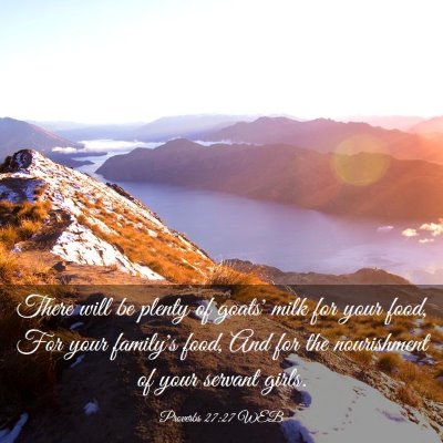 Picture 03 - Proverbs 27:27 WEB - There will be plenty of goats' milk for your - Bible Verse Picture