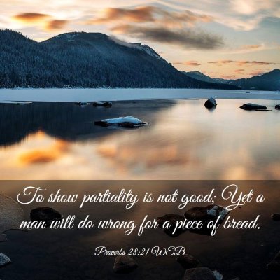 Picture 03 - Proverbs 28:21 WEB - To show partiality is not good; Yet a man will do - Bible Verse Picture