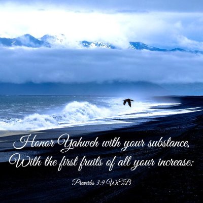 Picture 03 - Proverbs 3:9 WEB - Honor Yahweh with your substance, With the first - Bible Verse Picture