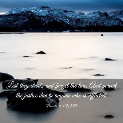 Picture 03 - Proverbs 31:5 WEB - Lest they drink, and forget the law, And pervert - Bible Verse Picture