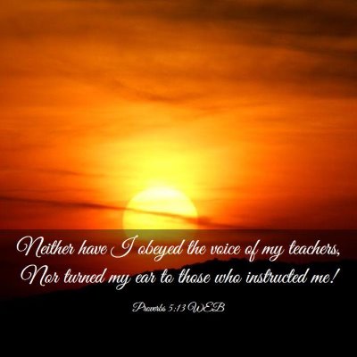 Picture 03 - Proverbs 5:13 WEB - Neither have I obeyed the voice of my teachers, - Bible Verse Picture