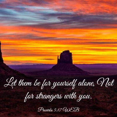 Picture 03 - Proverbs 5:17 WEB - Let them be for yourself alone, Not for strangers - Bible Verse Picture