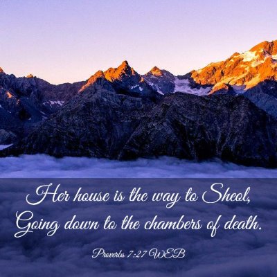 Picture 03 - Proverbs 7:27 WEB - Her house is the way to Sheol, Going down to the - Bible Verse Picture