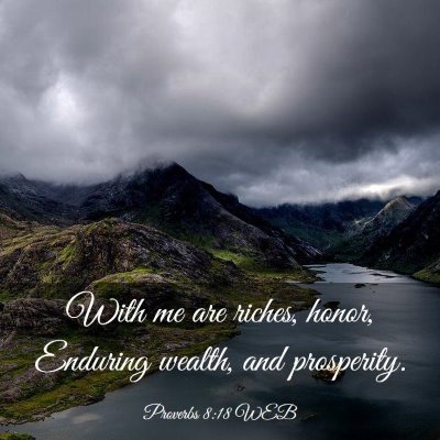 Picture 03 - Proverbs 8:18 WEB - With me are riches, honor, Enduring wealth, and - Bible Verse Picture