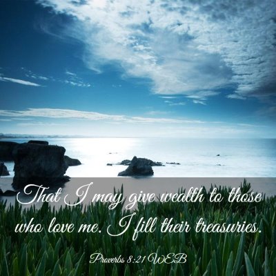 Picture 03 - Proverbs 8:21 WEB - That I may give wealth to those who love me. I - Bible Verse Picture