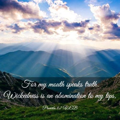 Picture 03 - Proverbs 8:7 WEB - For my mouth speaks truth. Wickedness is an - Bible Verse Picture
