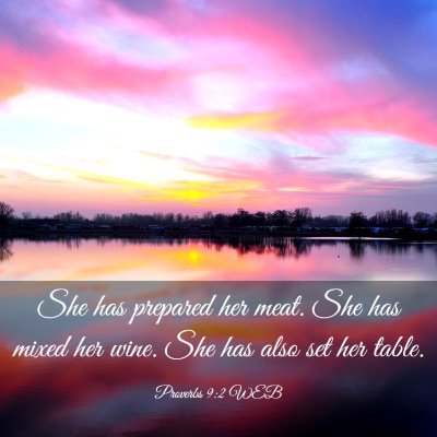 Picture 03 - Proverbs 9:2 WEB - She has prepared her meat. She has mixed her - Bible Verse Picture