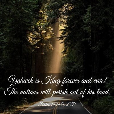 Picture 03 - Psalms 10:16 WEB - Yahweh is King forever and ever! The nations will - Bible Verse Picture