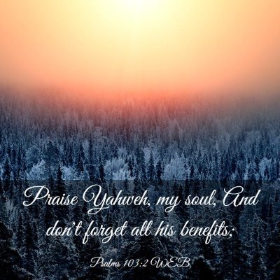 Picture 03 - Psalms 103:2 WEB - Praise Yahweh, my soul, And don't forget all his - Bible Verse Picture