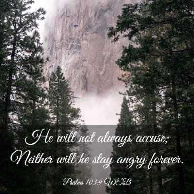 Picture 03 - Psalms 103:9 WEB - He will not always accuse; Neither will he stay - Bible Verse Picture