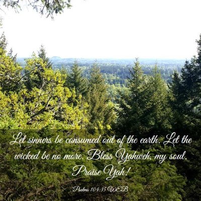 Picture 03 - Psalms 104:35 WEB - Let sinners be consumed out of the earth. Let the - Bible Verse Picture