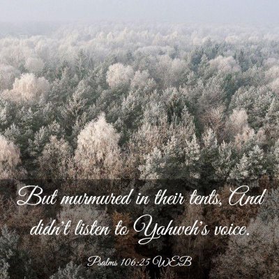 Picture 03 - Psalms 106:25 WEB - But murmured in their tents, And didn't listen to - Bible Verse Picture