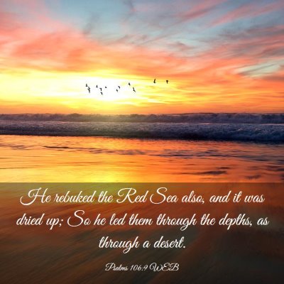 Picture 03 - Psalms 106:9 WEB - He rebuked the Red Sea also, and it was dried up; - Bible Verse Picture